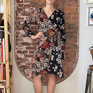 Mixed print wrap dress